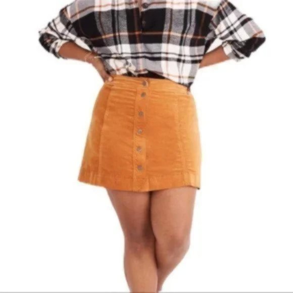 Madewell Dresses & Skirts - Madewell Velveteen A-Line Mini Skirt Button-Front NWT